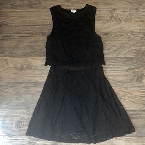Black lace racer back skater dress